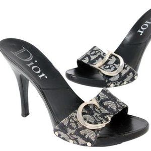 Christian Dior CD Canvas Monogram Heels Size 36